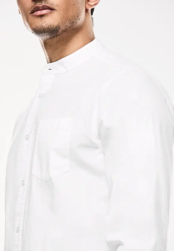 Stehkragen Hemd - White