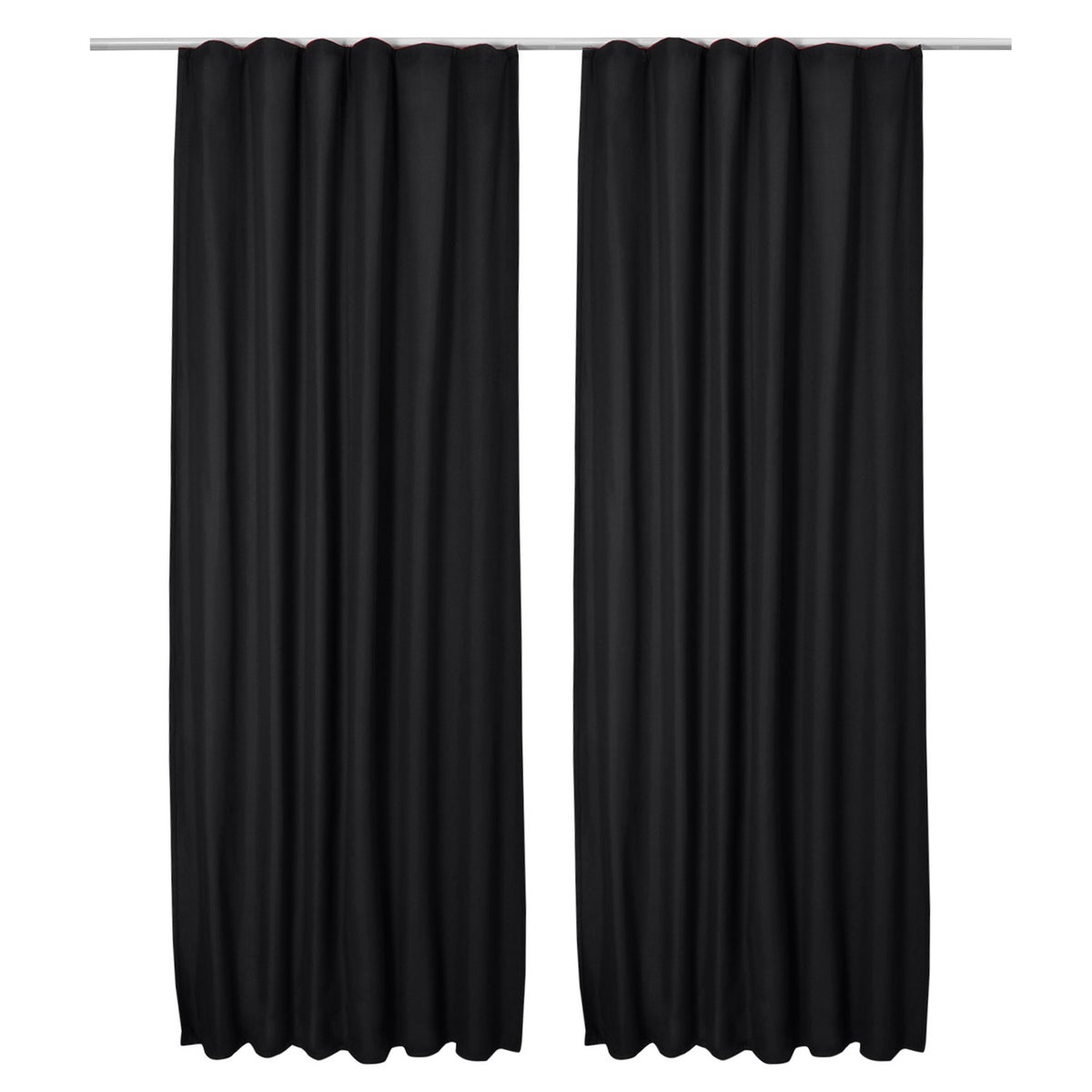 Beautissu Amelie TK gordijn met gerimpelde band 140x245cm zwart (set van 2)