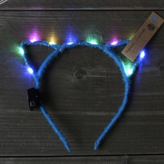 Headband Led diadeem Cats - Blue /  Multicolor