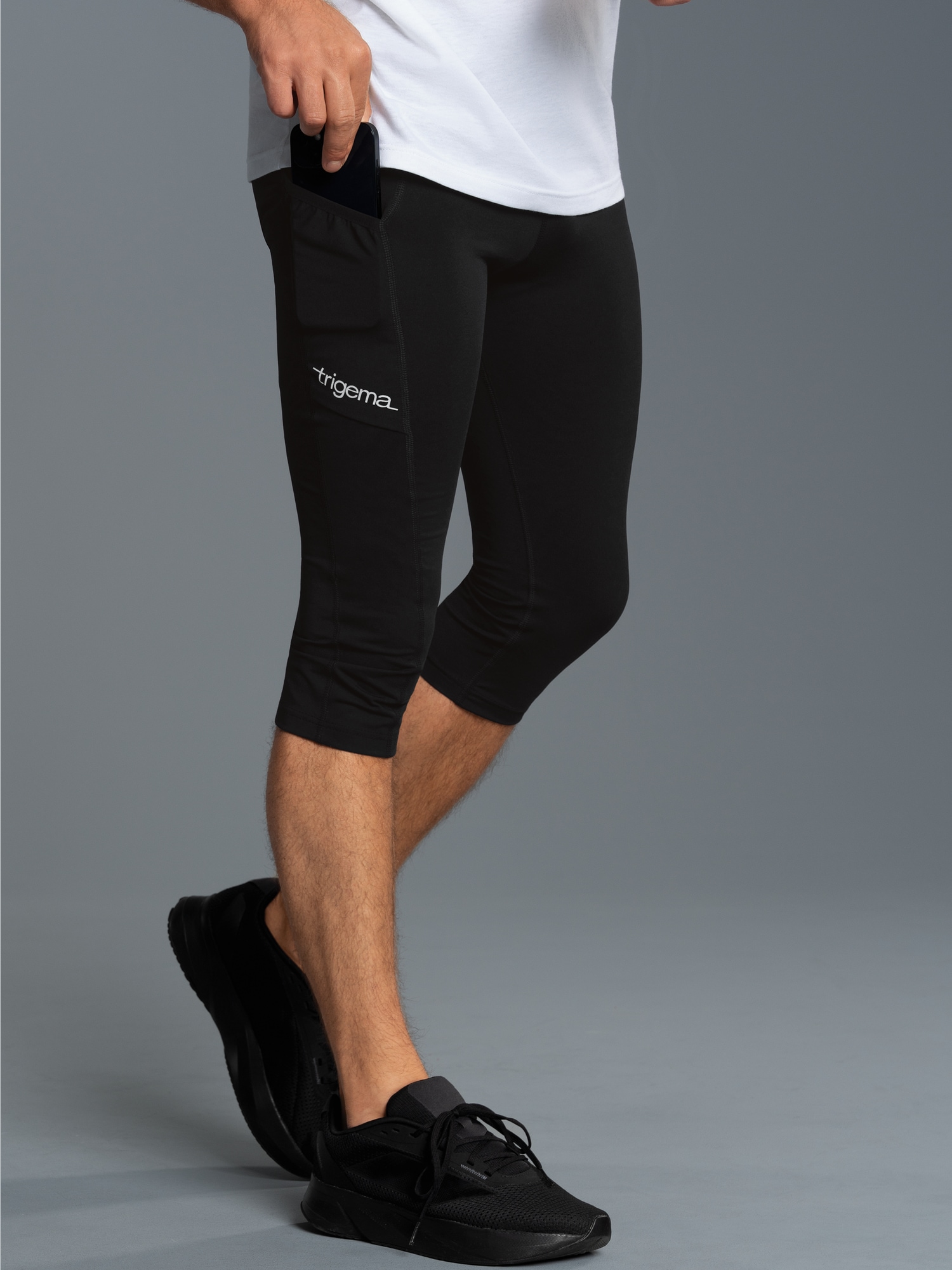 Kurze Sportleggings mit SeitentascheSchwarz