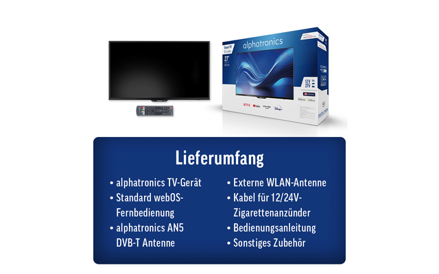 alphatronics Fernseher SL DW, 12V/24V Smart TV mit schlankem und fast rahmenlosem Design