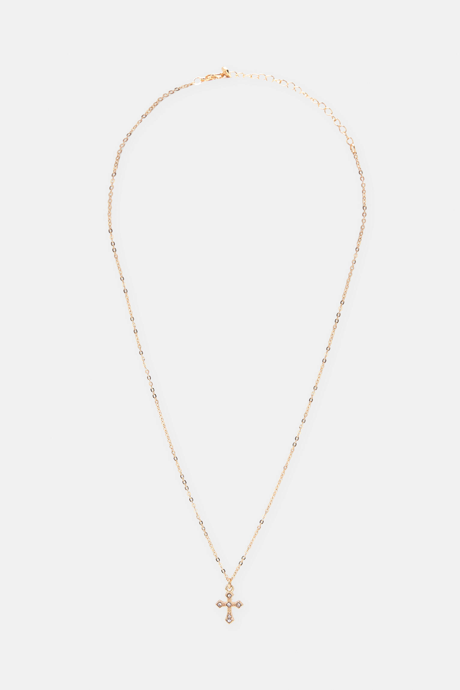 Colar com Cruz Brilhante - Dourado