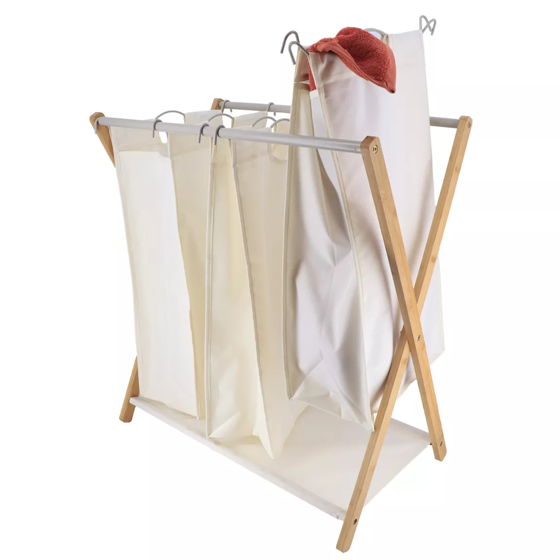 Panier à linge 3 compartiments (H76 cm) Purebamboo Ecru