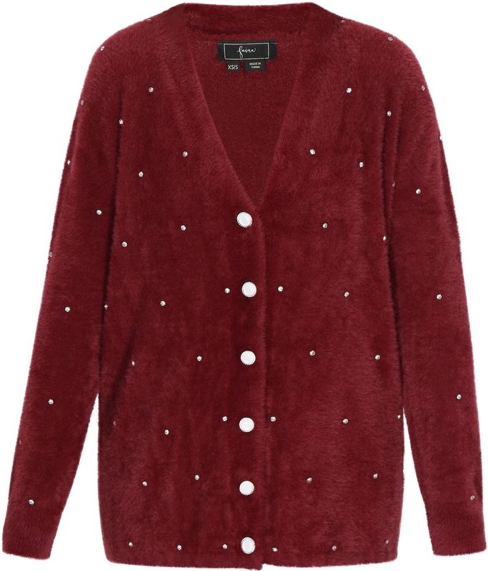 faina Gebreid vest  donkerrood