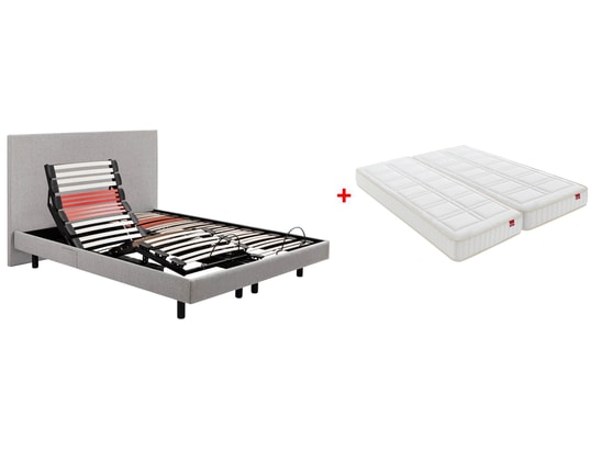 EPEDA - Sommier Electrique 2 x 80 x 200 Horizon 1620D gris cl + TDL + 2x balade équilibré
