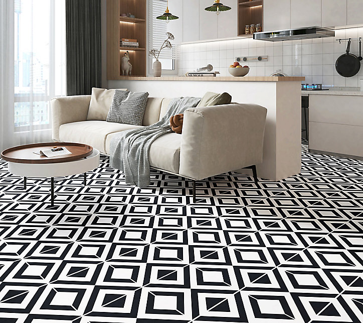 Dalle PVC clipsable Baila noir et blanc L. 61 x l. 30.5 cm GoodHome