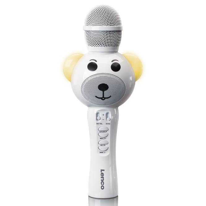 Lenco - Karaoke-Mikrofon mit Bluetooth und Beleuchtung - weiß