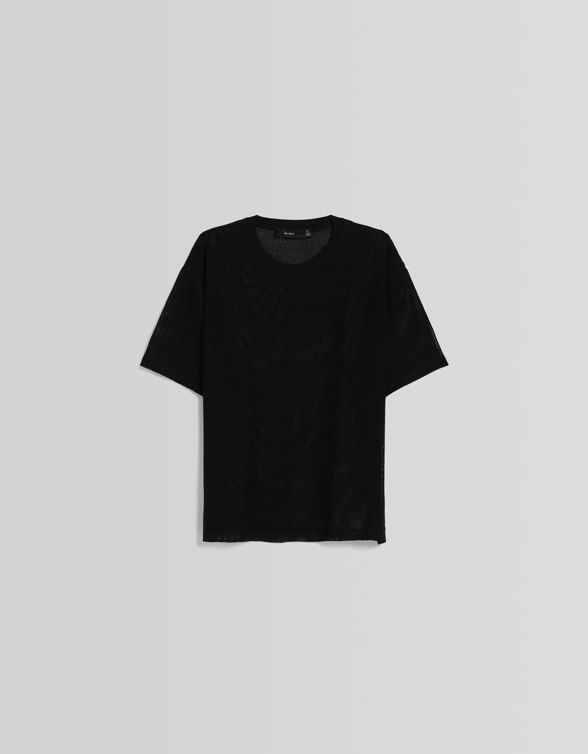 Camiseta de manga curta em malha texturizada
