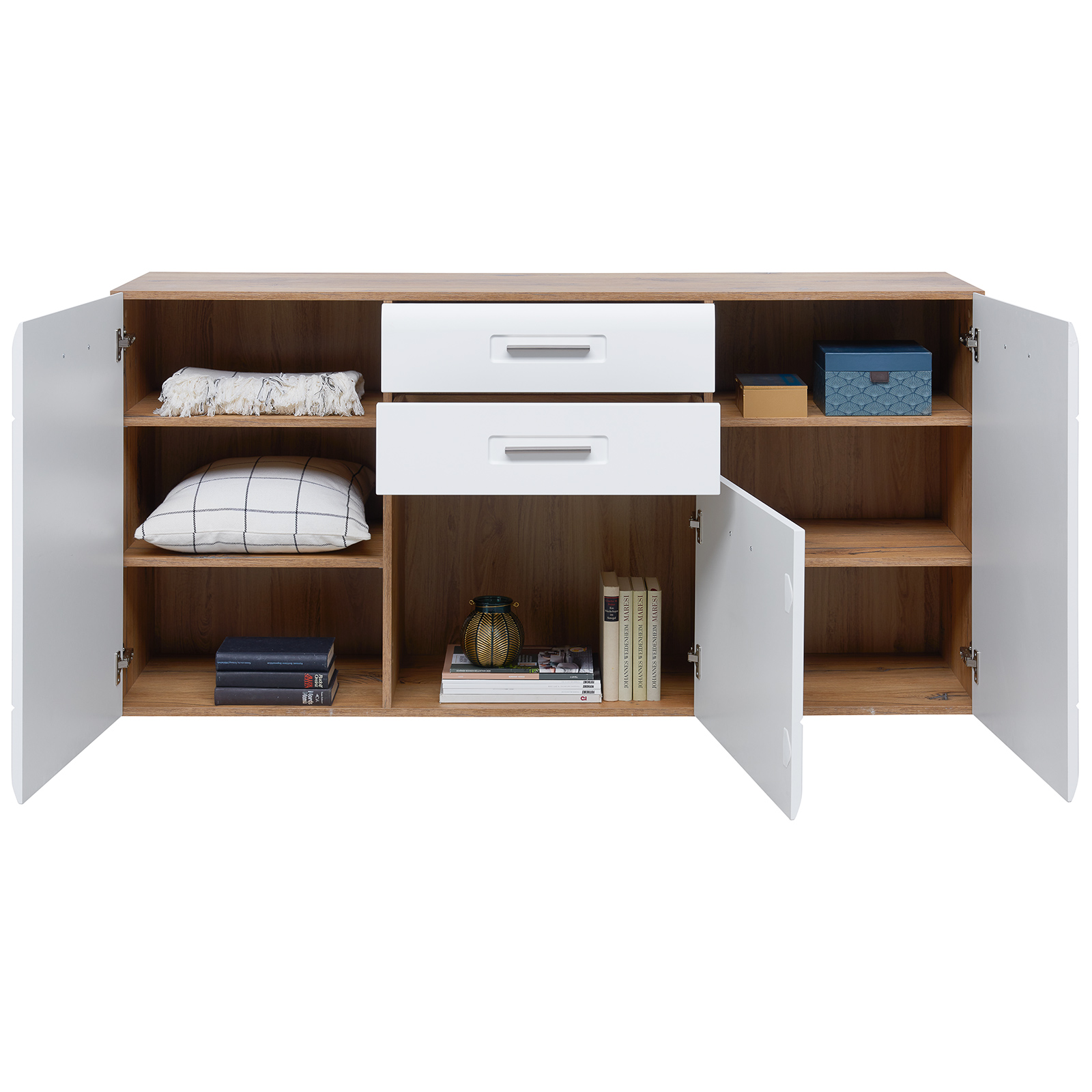 Luca Bessoni Sideboard AURIS - weiß-Flagstaff Eiche - 163 cm