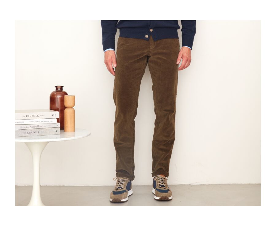 Pantalon chino velours côtelé homme Olive - NORMAN
