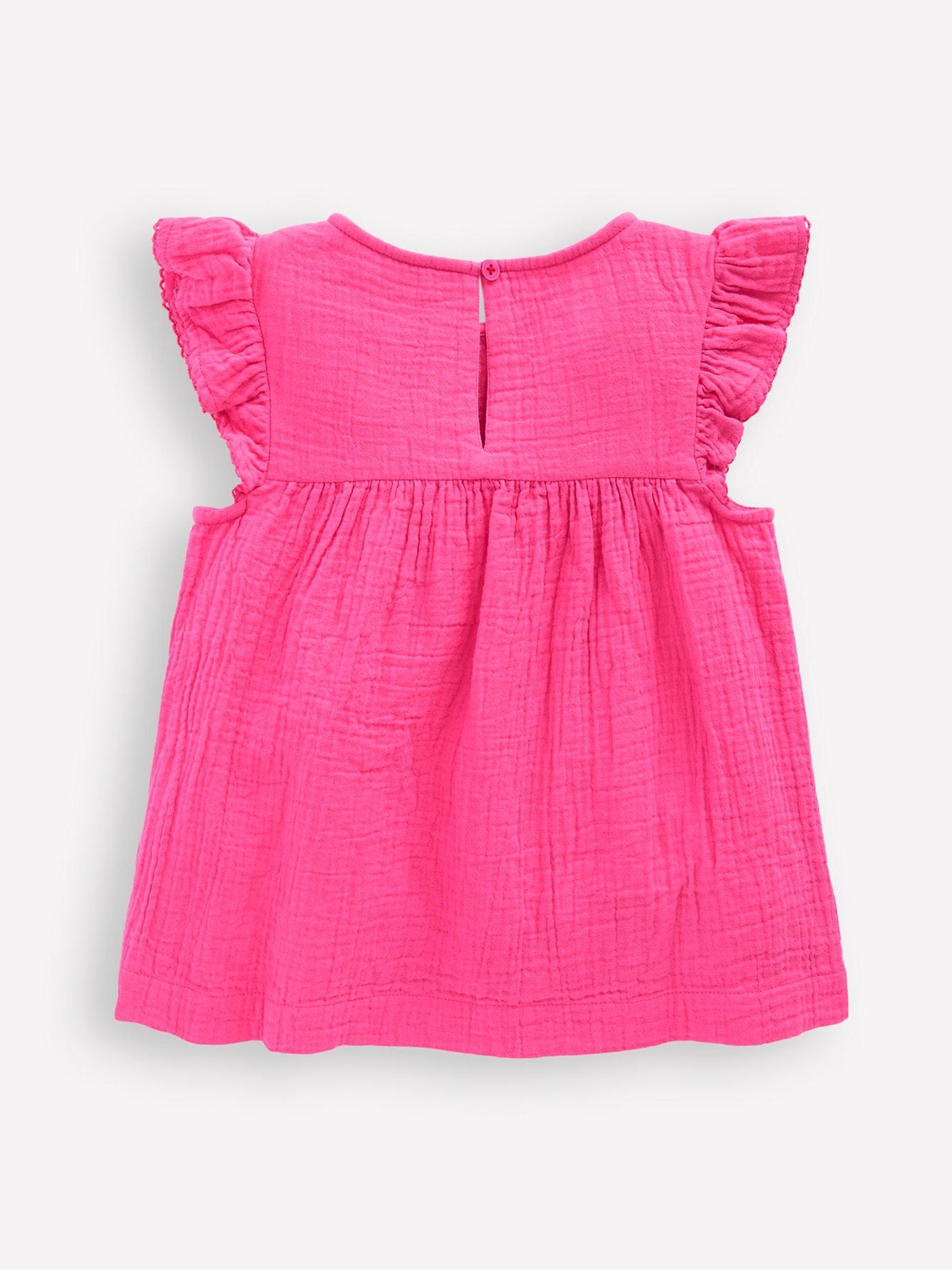 Boden Double Cloth Frill Sleeve Embroidered 100% Cotton Top