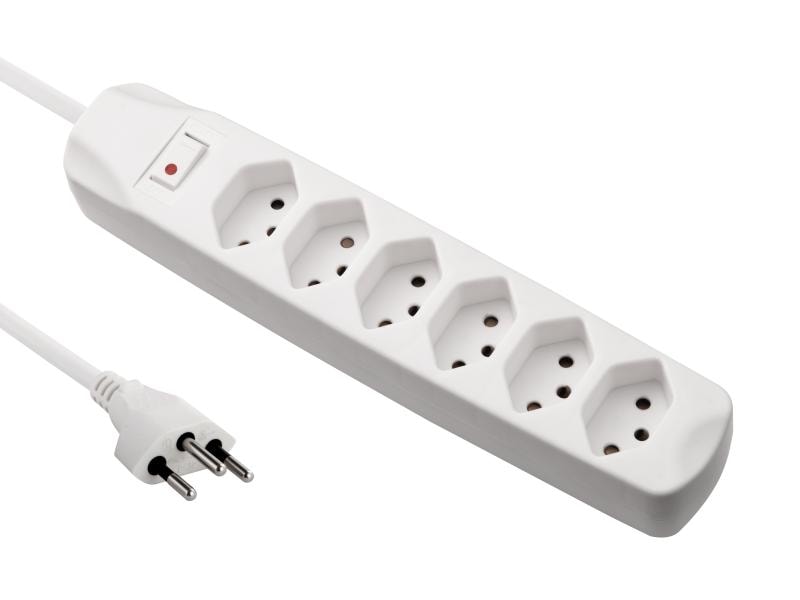 FURBER.power Steckdosenleiste 6x T13 mit Schalter, Weiss Steckdosenleiste, Weiss