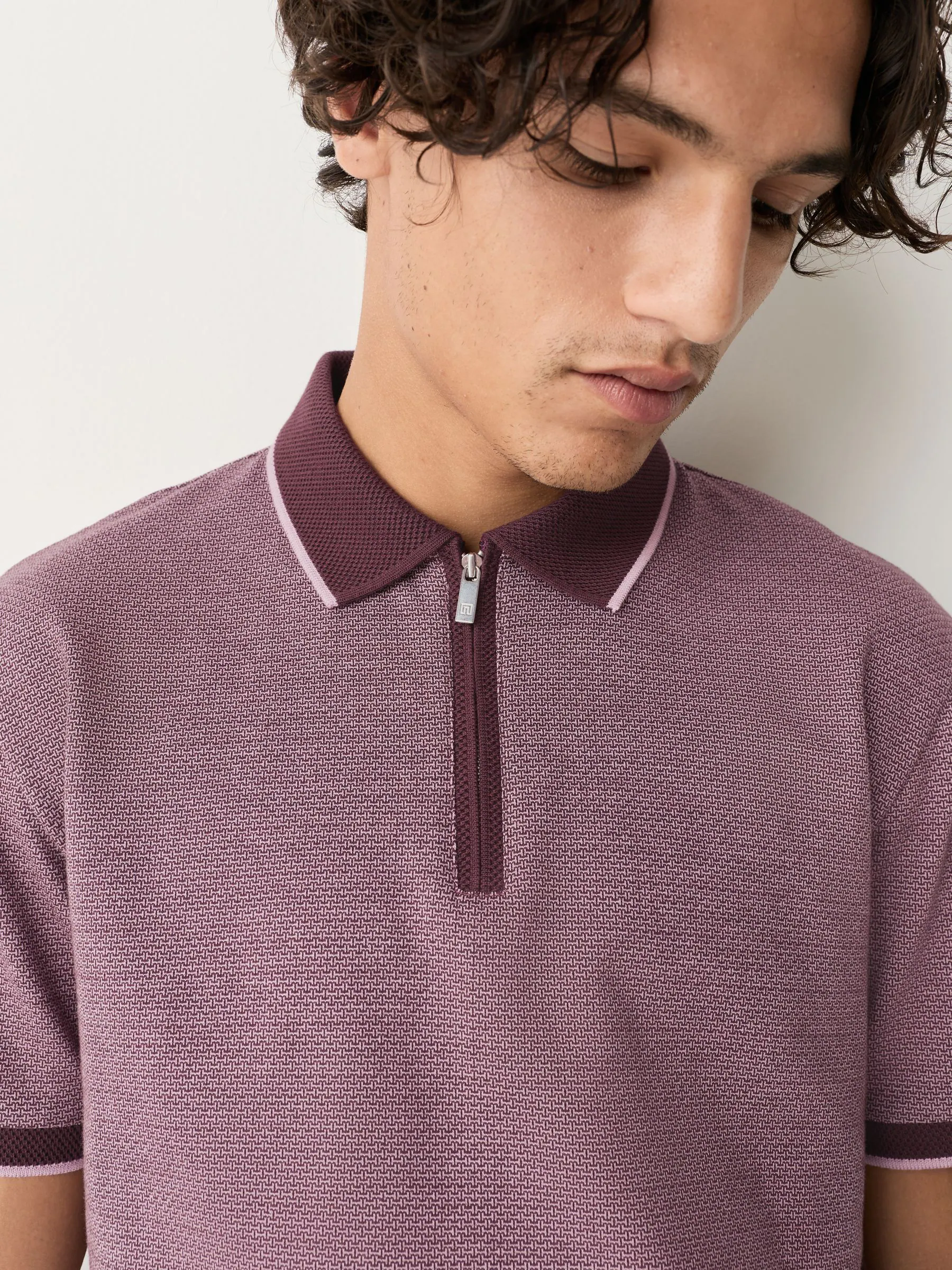 Damson roze - Modieus poloshirt met kwartrits