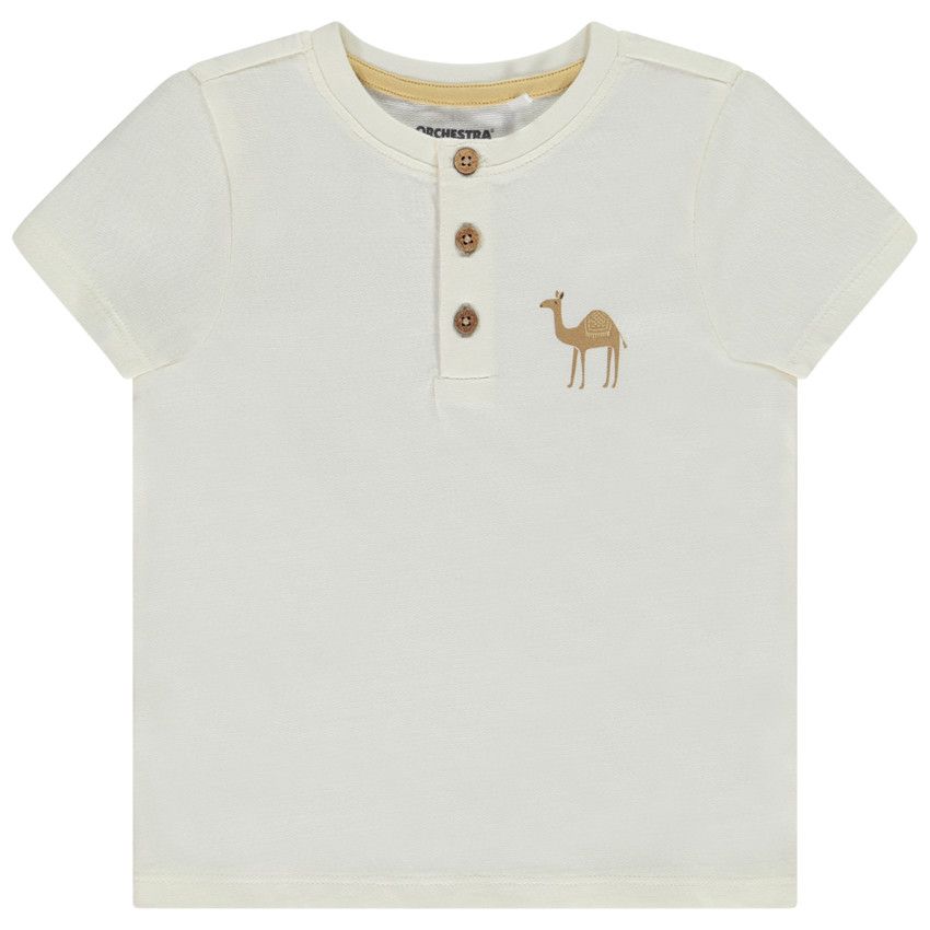 T-shirt manches courtes print dromadaire pour bébé garçon - Ecru
