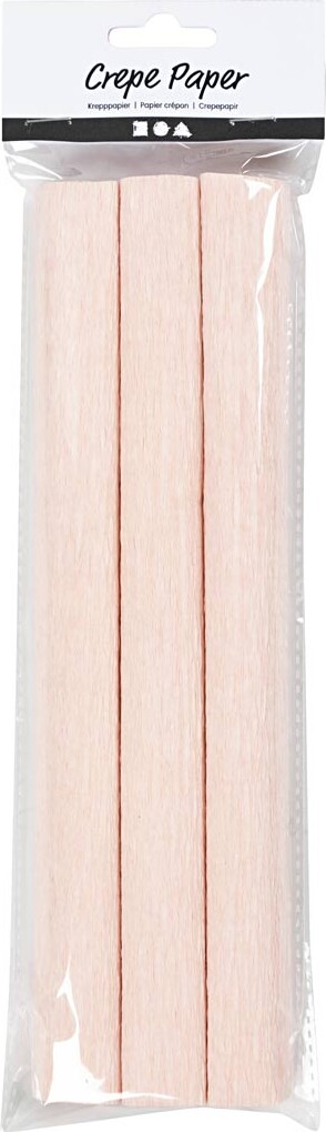 Crepepapir - 25X60 CM - Stræk/Crepe 180% - 105 G - Soft Rosa - 3 Ark