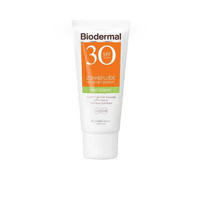 Biodermal Matterend Zonnefluïde Voor Het Gezicht SPF30 40 ML