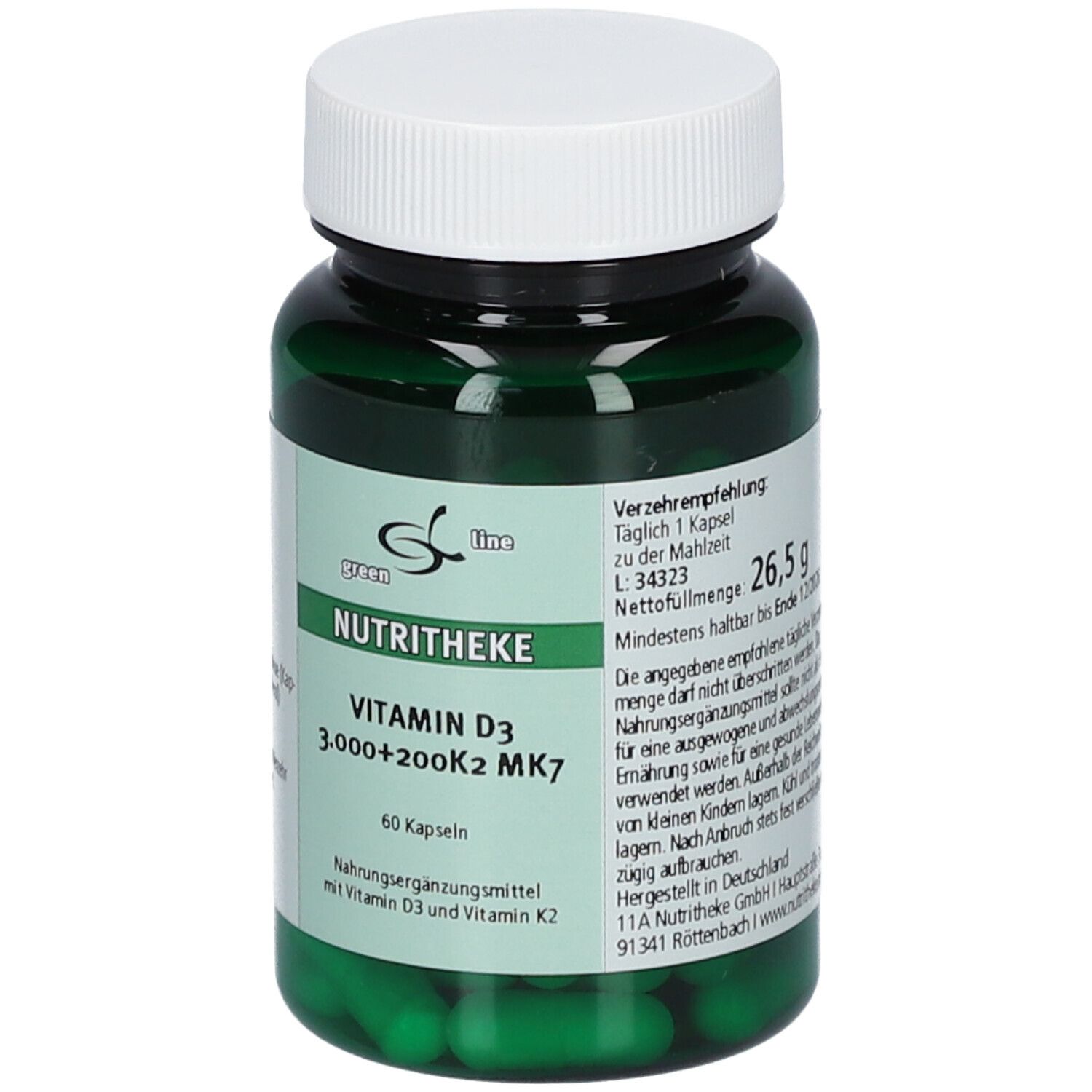 green line NUTRITHEKE Vitamin D3 3000 +200 K2 MK9