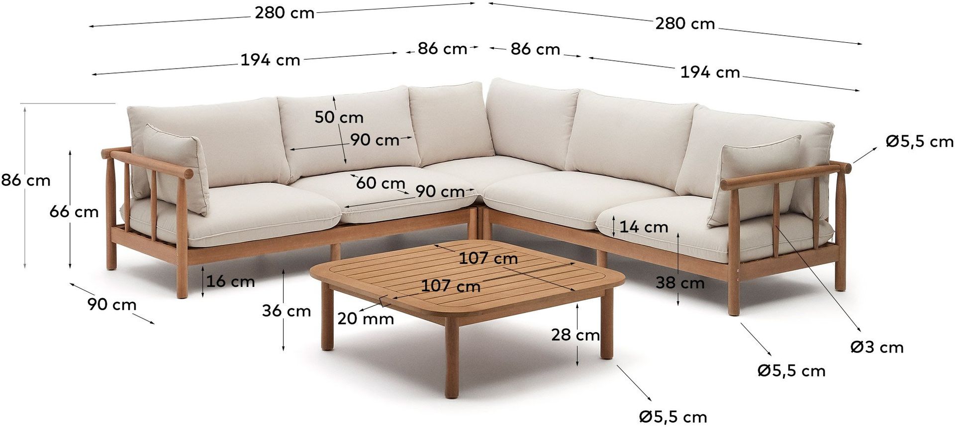 Kave Home   Sacova Outdoor Loungeset