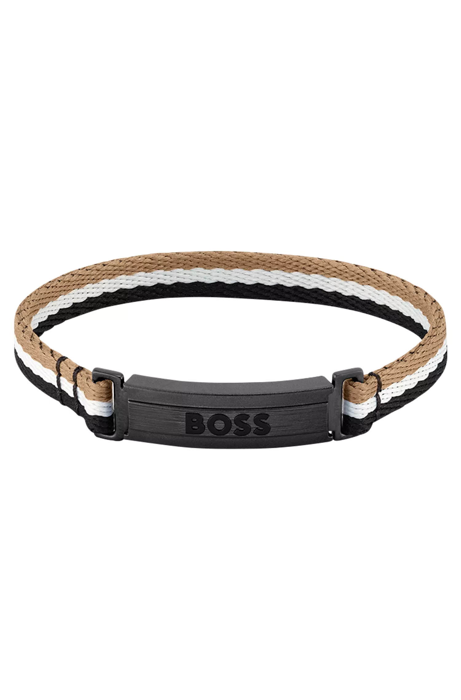 Bracelete BOSS laranja com listra característica e fecho com logotipo: pequeno