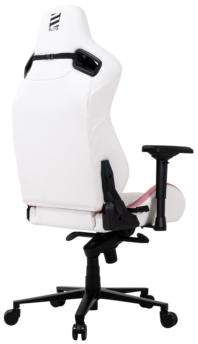 ELITE Gaming-Stuhl MERCENARY groß, ergonomisch mit Premium-Rücken- und Kopf-Nackenkissen, 48-53cm (Weiß/Pink)