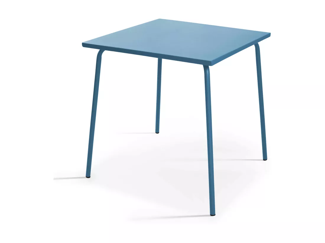 Ensemble table de jardin et 4 chaises en métal bleu pacific - Palavas
