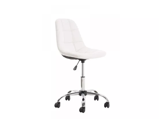 Chaise de bureau - Similicuir & Métal chromé - Blanc - Emil