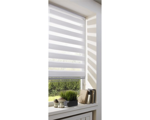 Dubbel rolgordijn met zijspanning, zonder boren, effen wit, 45x150 cm, inclusief klembeugels