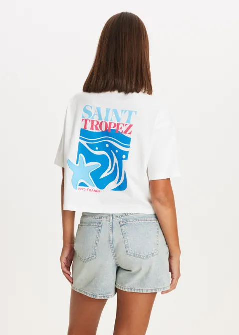 T-shirt met print Saint Tropez wit (WIT)