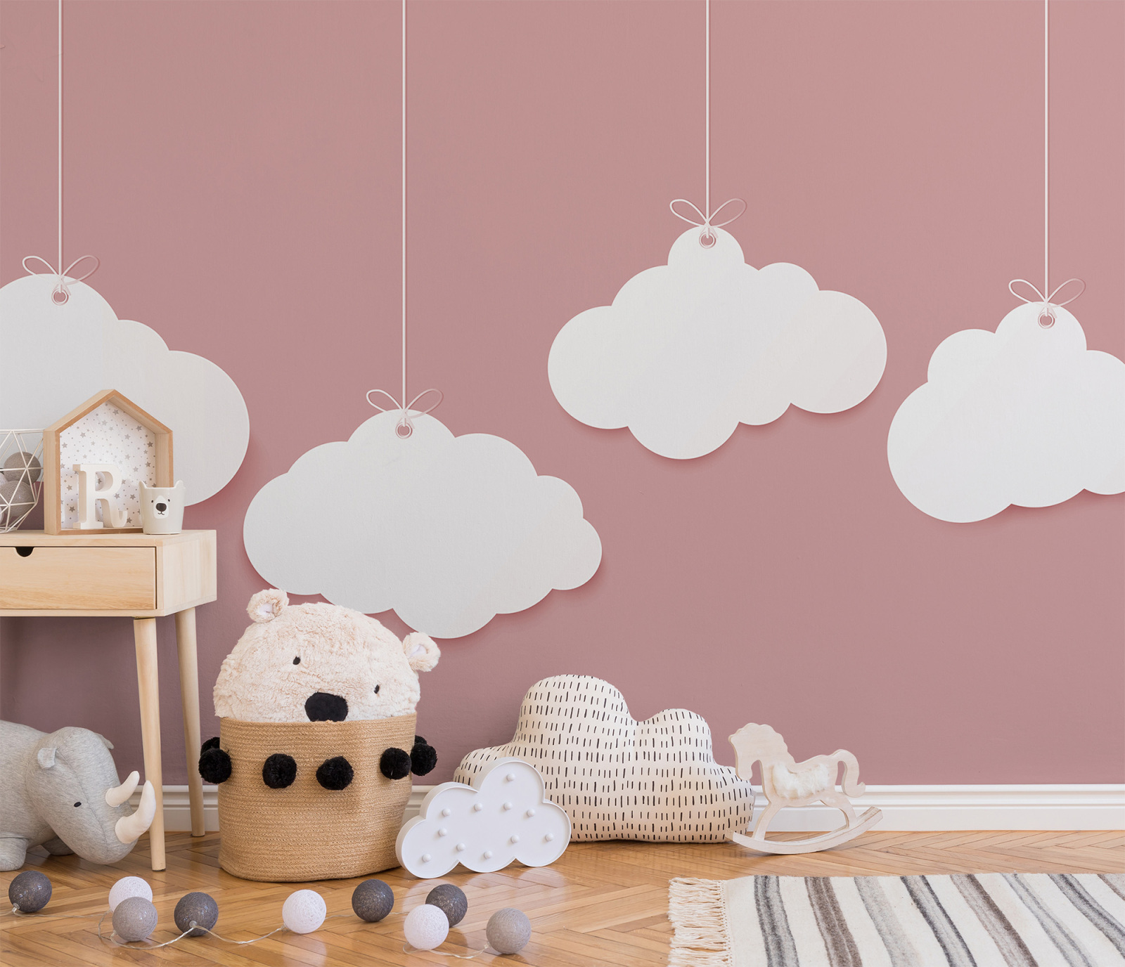 Fototapete DESIGNWALLS - rosa-weiß - Wolken - 2,55 Meter
