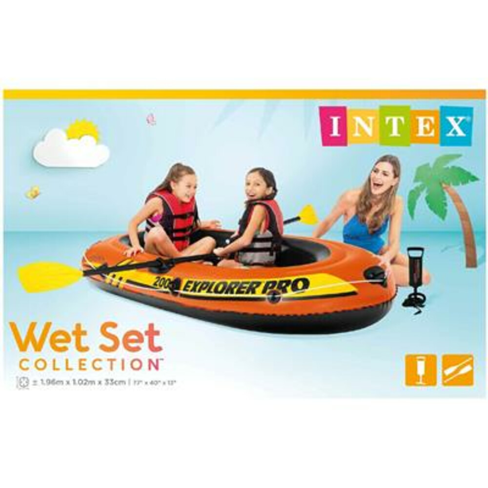 Intex Opblaasbare Boot Set met Peddels en Pomp Explorer Pro 200