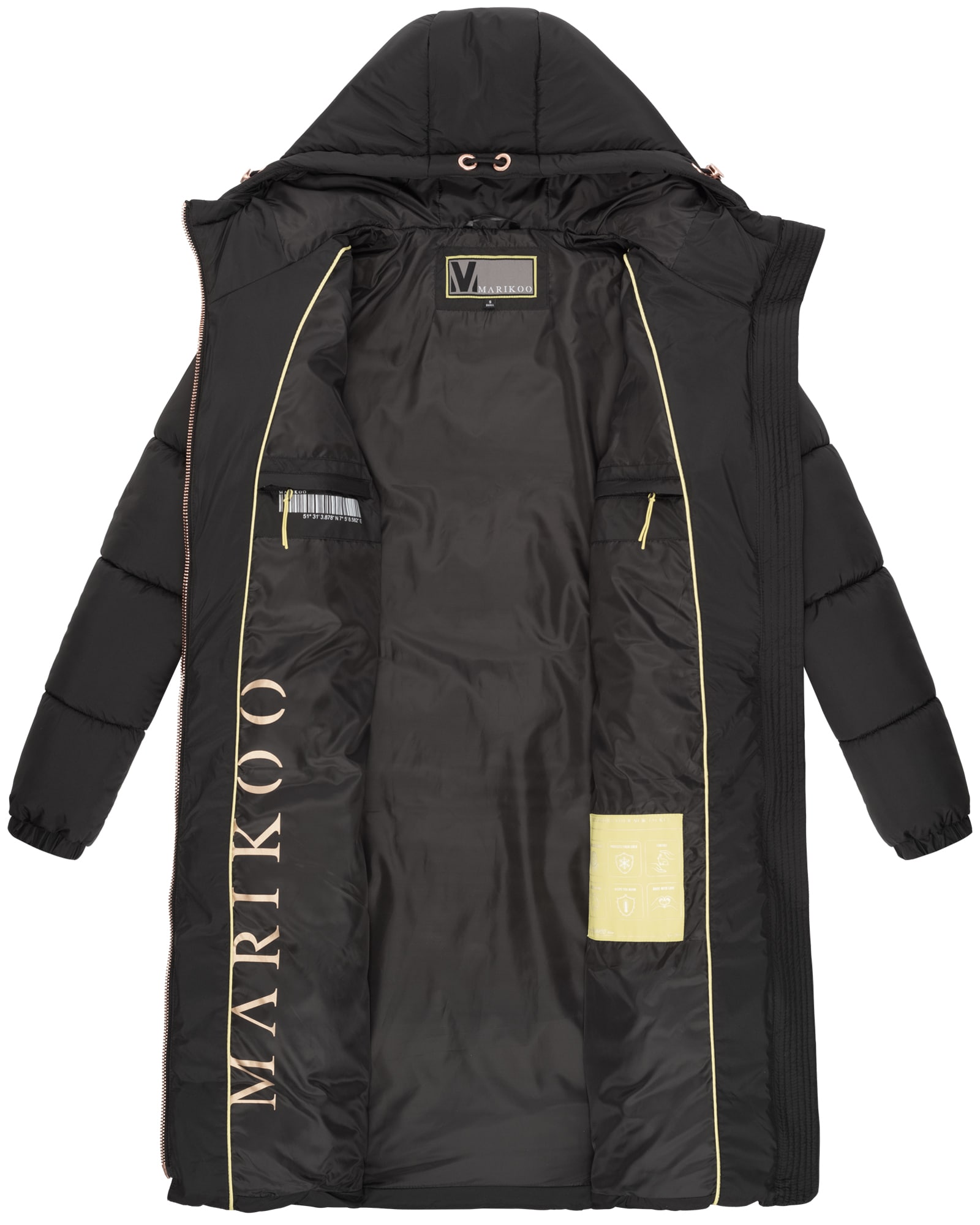 MARIKOO Damen Winter Steppmantel Stepp Jacke Mantel Parka warm mit Kapuze Nomadiaa
