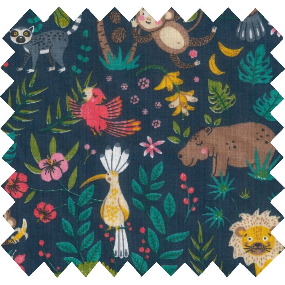 Coupon Tissu 50 Cm Animaux Exotiques Fond Marine Ex1093
