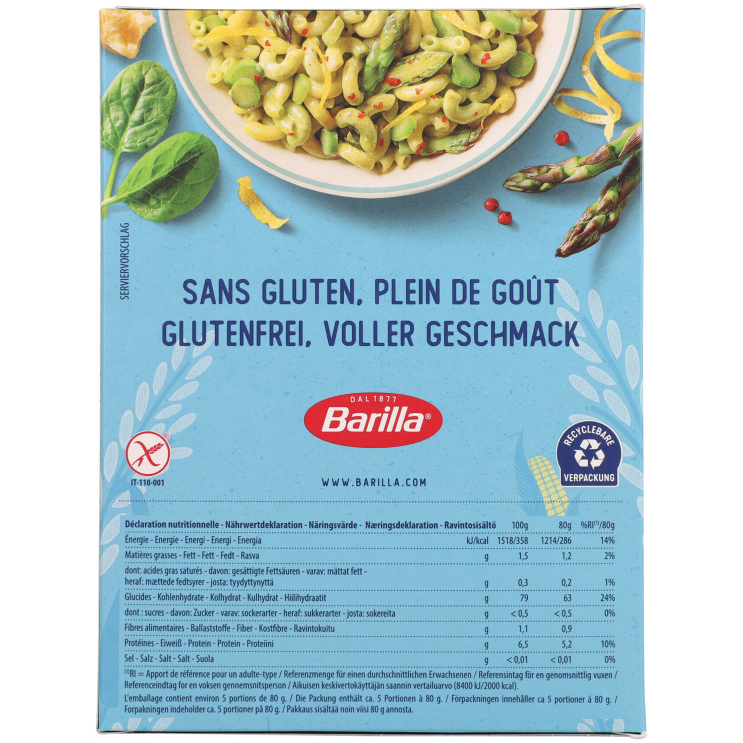 Barilla Hörnli Coquillettes glutenfrei