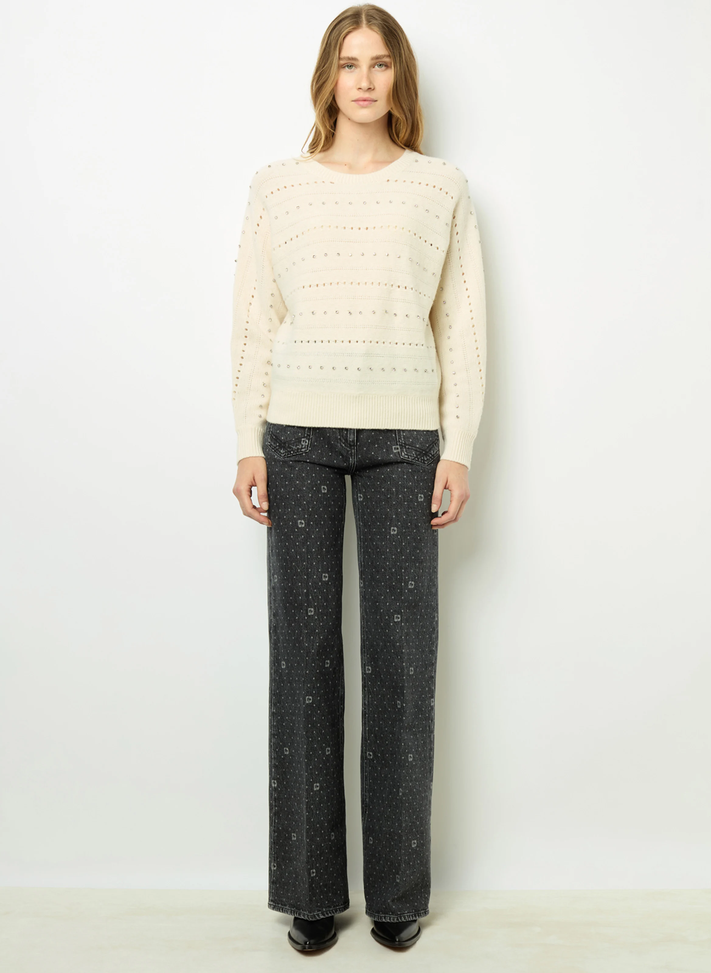 JULIANE - Pull col rond en laine | Blanc