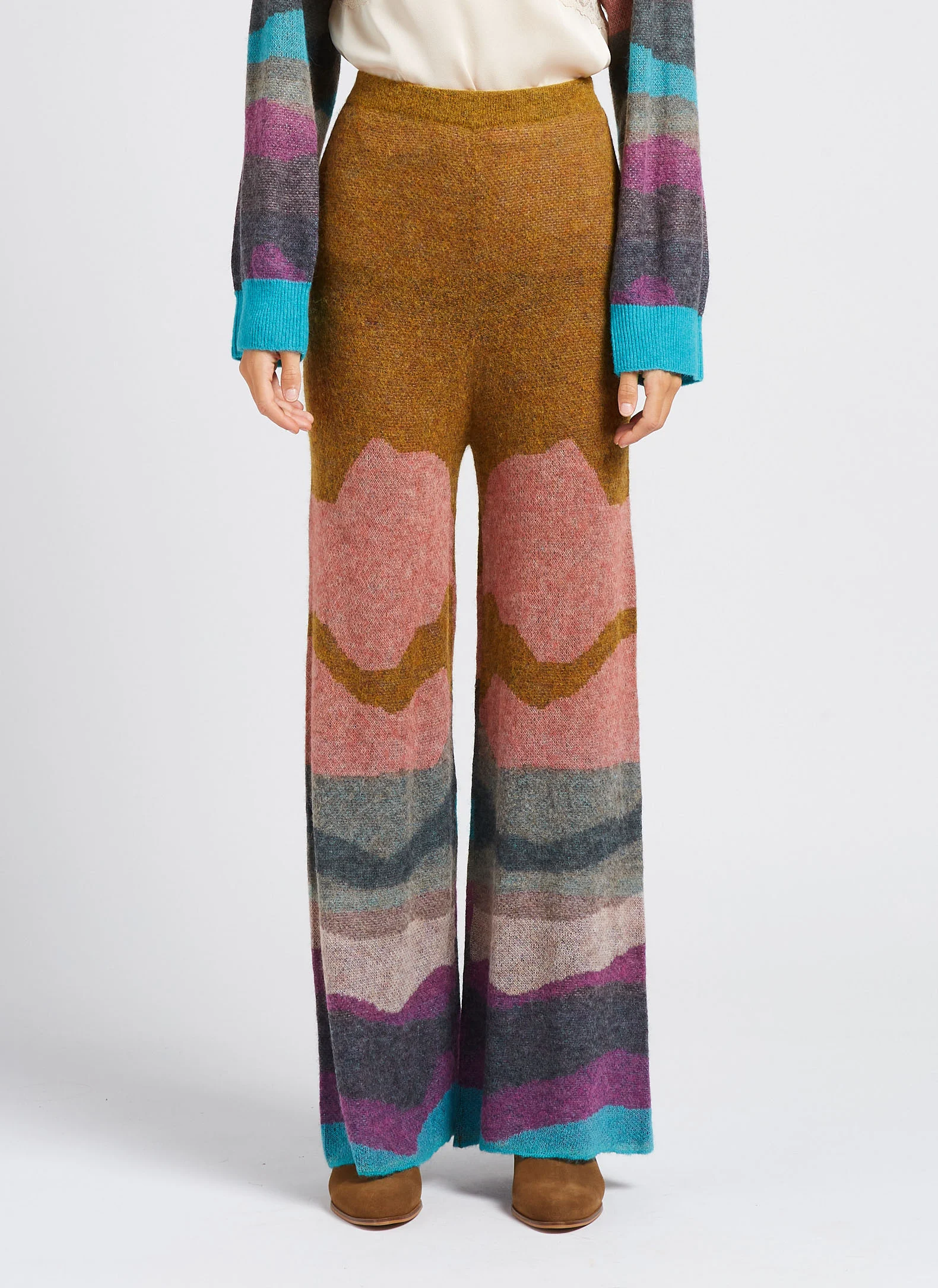HINA - Pantalon droit en laine mélangée | Multicolore