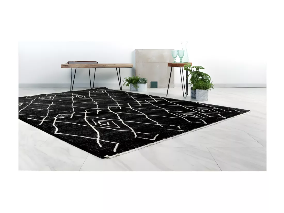 Tapis 170x120cm, design A205R coloris graphite - Confort et élégance pour votre intérieur