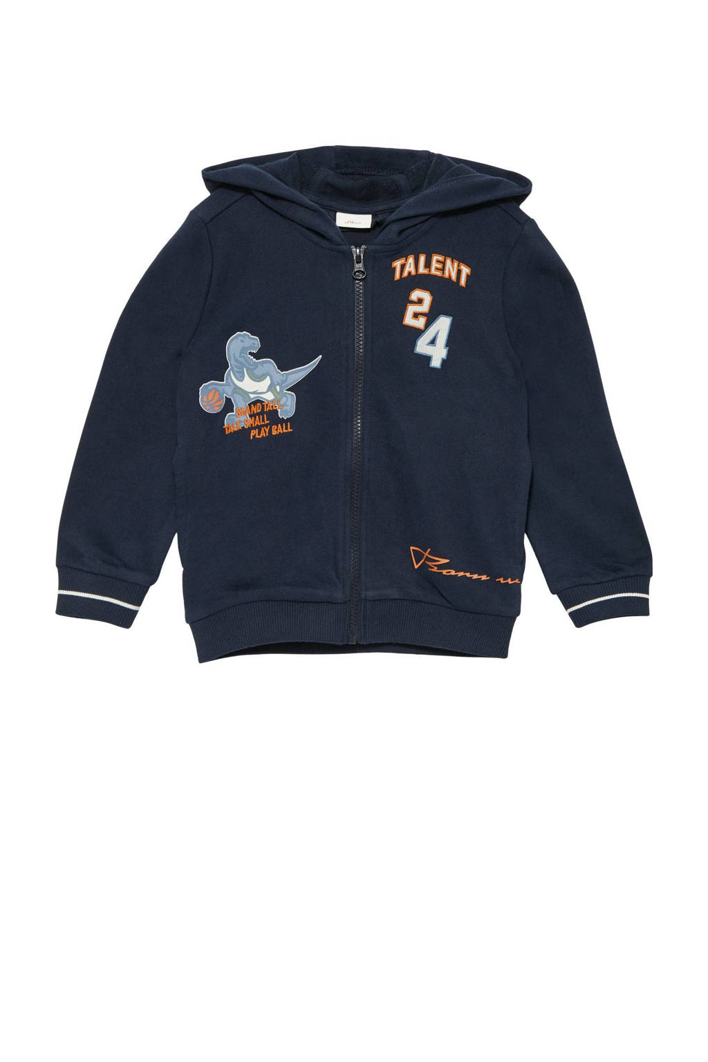 s.Oliver sweatvest met printopdruk donkerblauw
