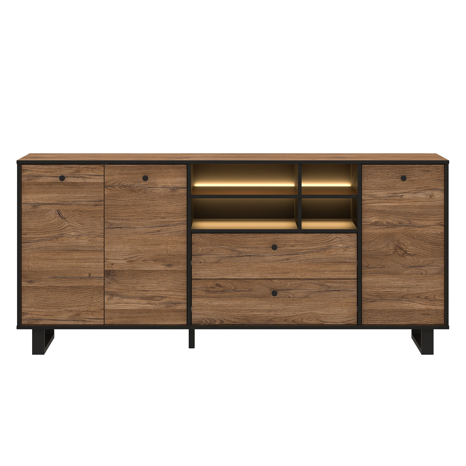 Sideboard - Colonial Eiche - schwarz - 180 cm