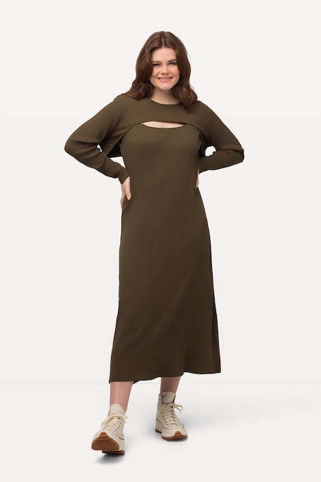Midikleid, Bolero-Shirt, Carree-Ausschnitt, Biobaumwolle