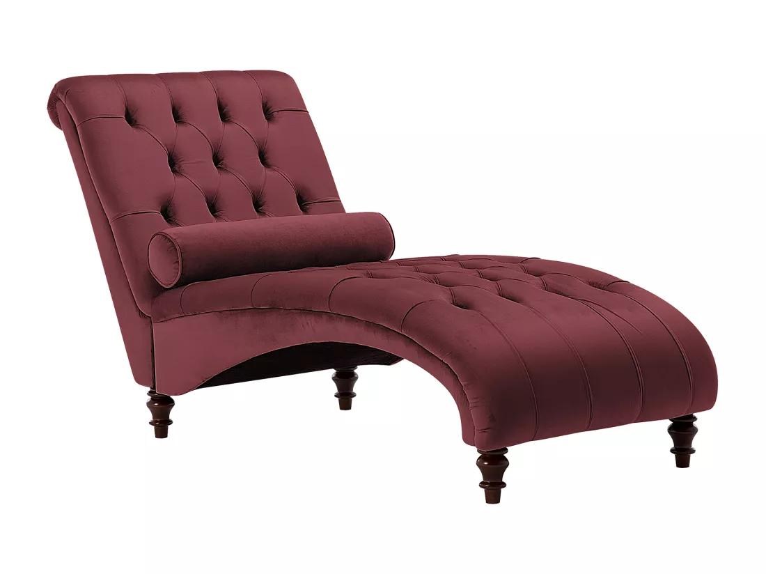 Chaise longue en velours bordeaux MURET