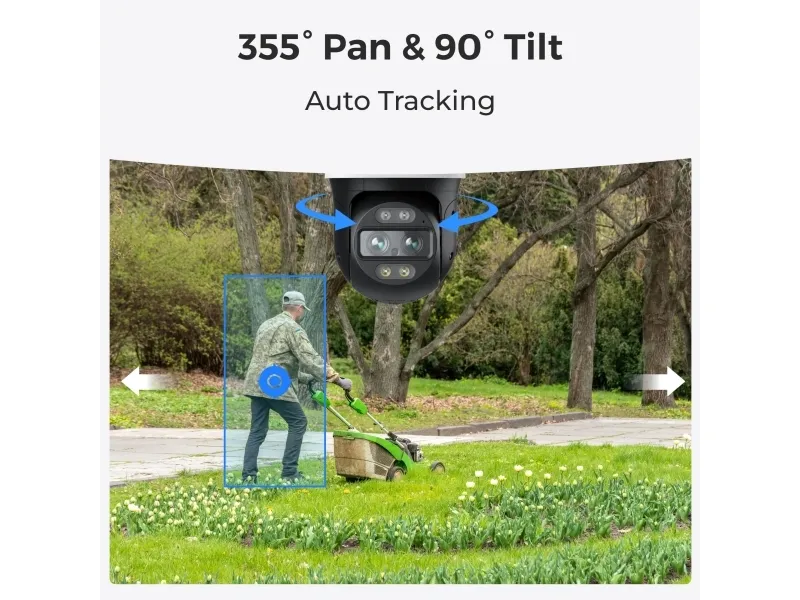 Reolink Trackmix Series W760 - Netværksovervågningskamera - PTZ - kanontårn - udendørs - vandtæt - farve (Dag/nat) - 2 x 8 MP - 3840 x 2160 - 4K - motoriseret - audio - trådløs - WiFi - LAN 10/100 - H.264, H.265 - DC 12 V