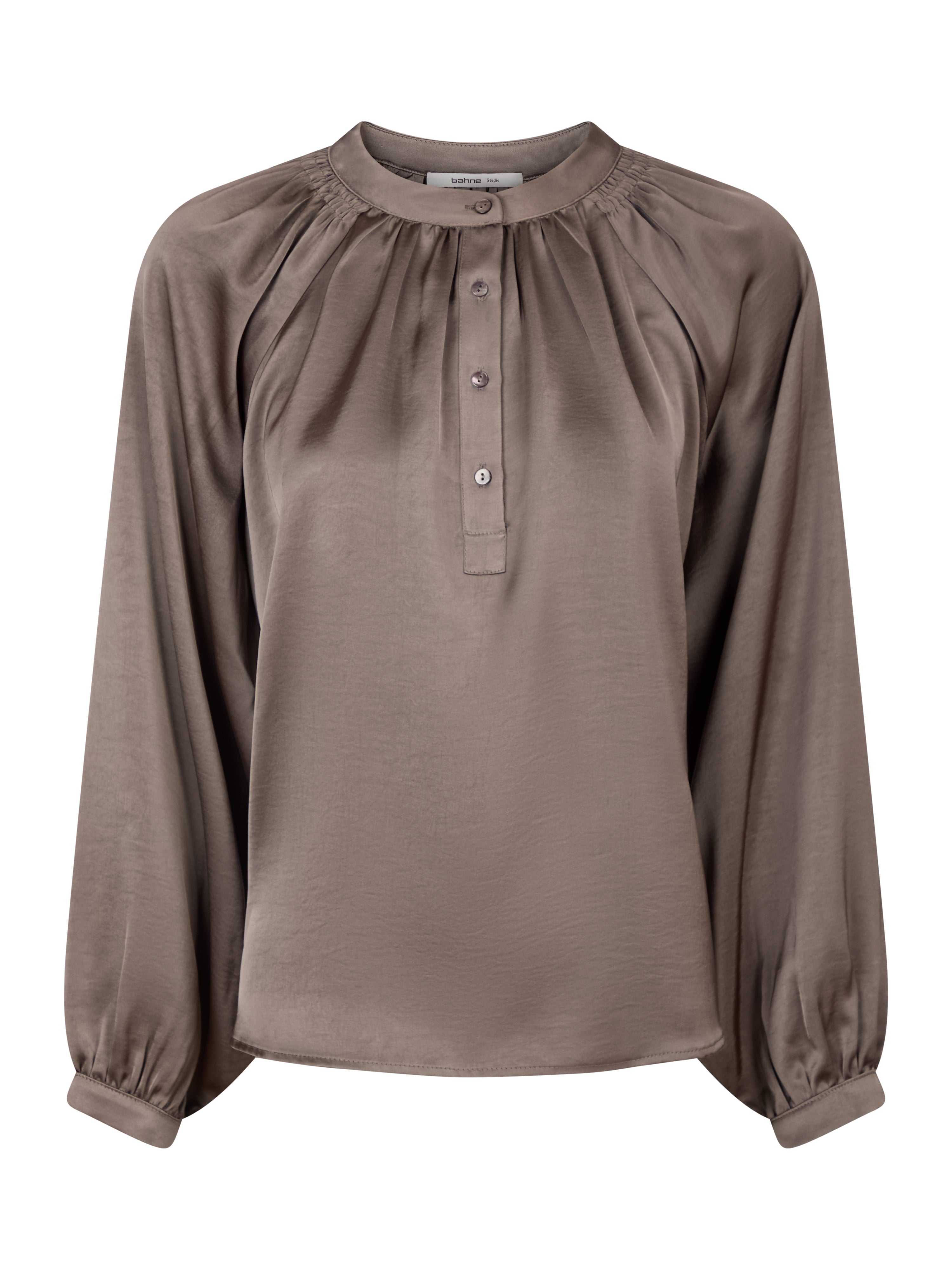 Bahne Studio  Adeline Satin skjorte - Warm Grey