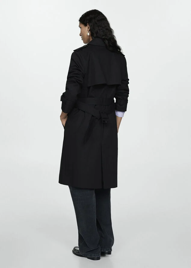 MANGO Classic trench coat with belt Black