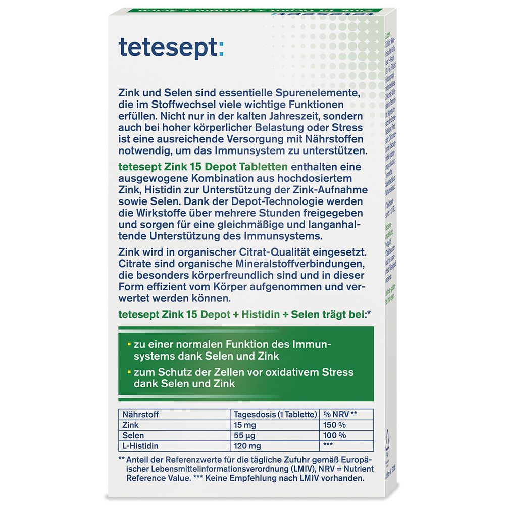 tetesept® Zink 15 Depot + Histidin + Selen