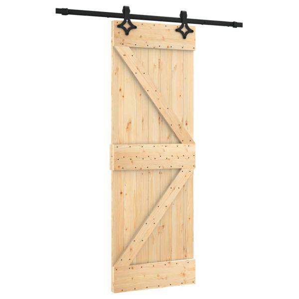 vidaXL Porta de Correr com Ferragens 70x210 cm Madeira de Pinho Maciça - 3521180134