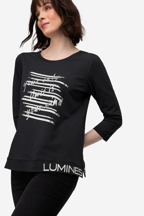 T-Shirt, Statement Print, Rundhals, 3/4-Ärmel