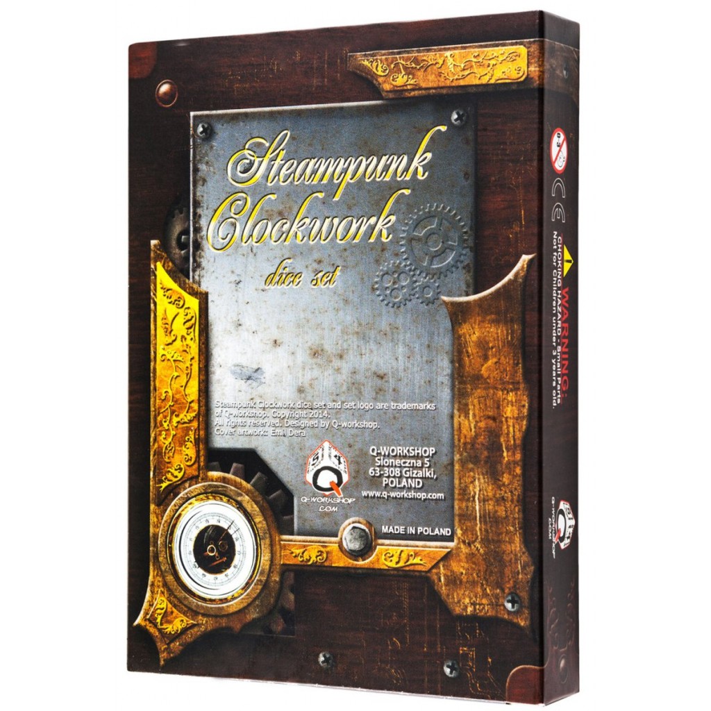 Set de 7 Dés JDR - Steampunk Clockwork - Caramel/Blanc