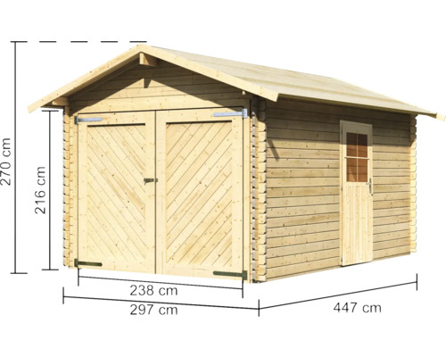 Houtgarage Karibu 28 mm 338 x 489 cm naturel