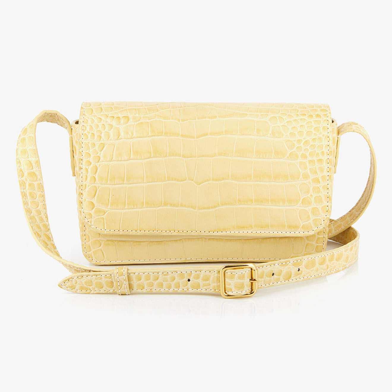 Mellow Yellow Sac besace en Cuir Arsene jaune - 21x13x5 cm