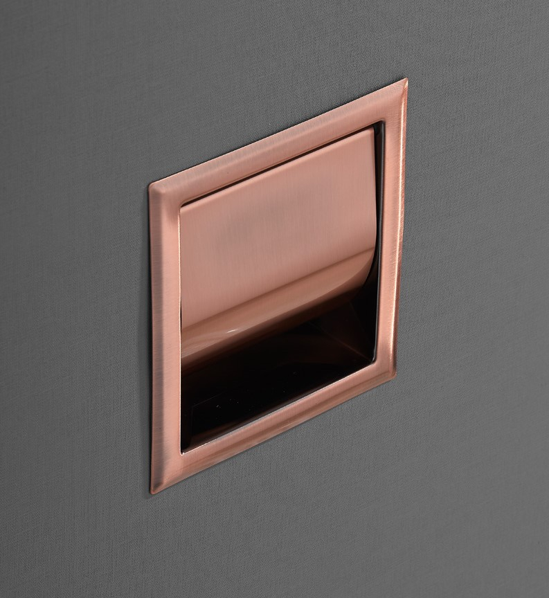 Saniclear Copper inbouw toiletrol houder met klep geborsteld koper